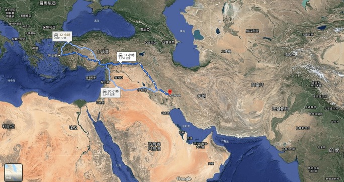google西亞-北非地圖(埃及 土耳其 以色列 約旦 敘利亞 伊拉克 沙烏地阿拉伯 伊朗 阿富汗)