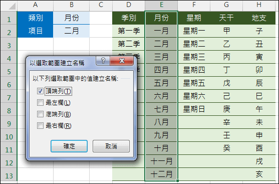 Excel-製作二層的下拉式清單來輸入資料(INDIRECT,資料驗證)