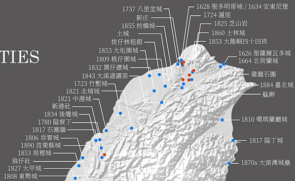 台灣城池1600-1900年間在台灣所建的要塞城郭用最粗略的