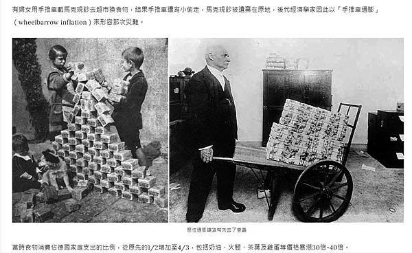 通膨/在1923年惡性通貨膨脹期間，德國馬克紙鈔的實際價值，