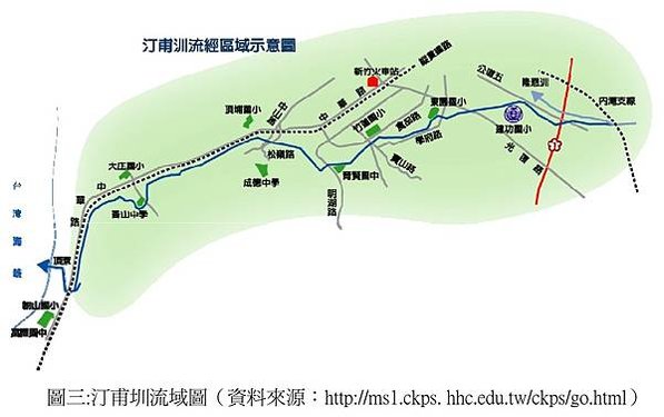 新竹市汀甫圳引頭前溪水，流經十八尖山、香山入海，目前仍肩負重