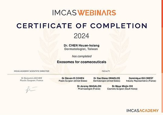 2024 IMCAS certificate of exos