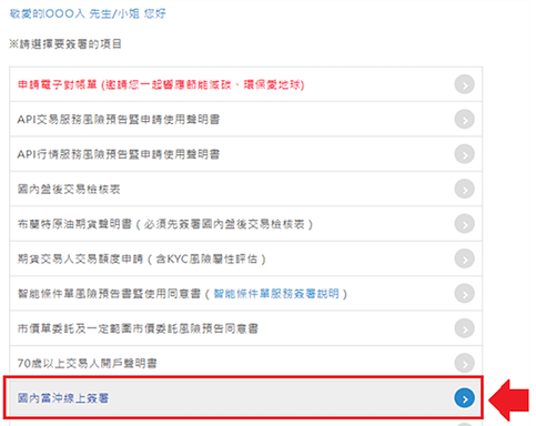 元大期貨國內當沖線上簽署