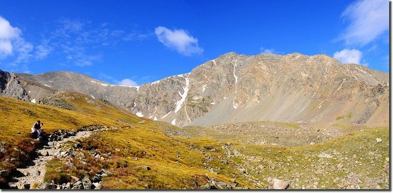 Grays(L) and Torreys seen from 12,300’ along the trail