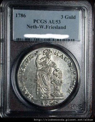 1786 NETH. W. FRIESLAND 3 GULDEN PCGS AU53.jpg