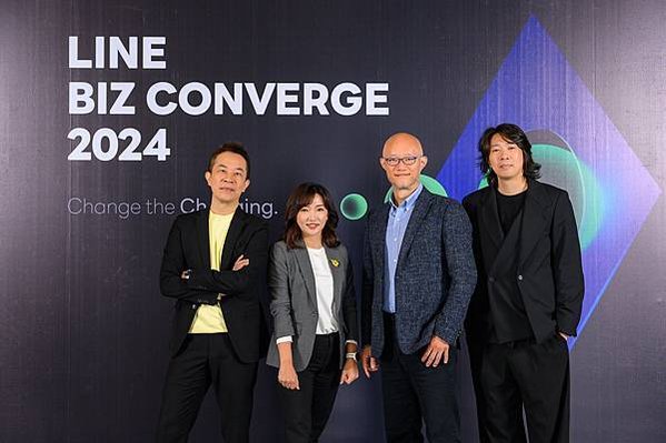 【圖1】LINE BIZ CONVERGE 2024數位行銷年會協助行銷人以變應變，掌握市場主導權(左到右：LINE台灣企業解決方案事業部資深總監蔡昆錡、LINE台灣企業解決方案事業部總經理王俞蓉、LINE台