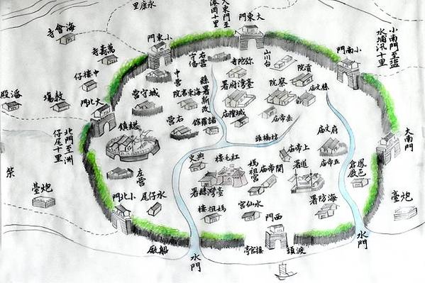 臺灣府圖-重新描繪/豐利船日記/中學校舍奠基動土