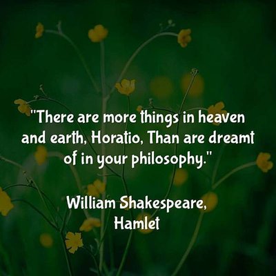 There are more things in heaven and earth, Horatio, Than are dreamt of in your philosophy.