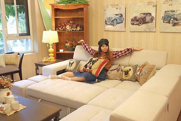 L型沙發含收納大腳凳、小腳凳