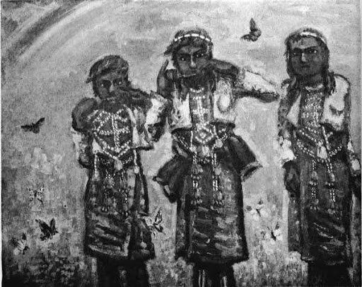 1935 出草+鹽月桃甫  蕃人舞踏圖/19 世紀末清朝官員