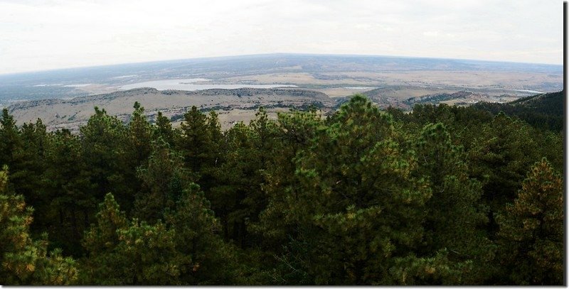 Looking down at Chatfield Lake from Plymouth Mountain summit