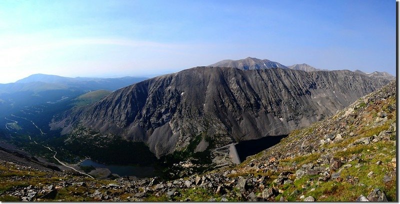 Looking down at Blue Lake &amp; The Decalibron from upper Quandary Peak East Ridge (2)