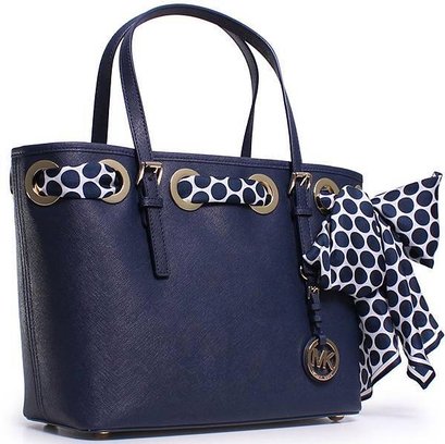 MICHAEL Michael Kors Jet Set Small Travel Satchel MICHAEL Michael Kors Jet Set Small Travel Satchel MK scarf tote navy.2