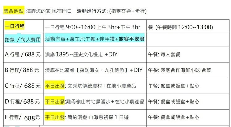 2020-2024澳底山海戀深度體驗~海霞您的家 特別規劃