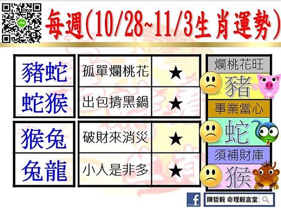 【吉時看生肖】每週生肖運勢2024年10月28日~2024年