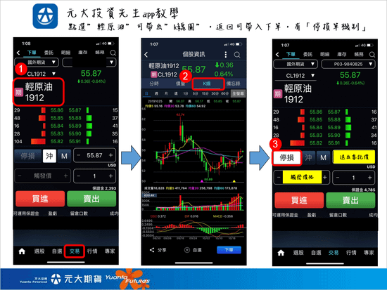 元大投資先生app 輕原油期貨停損單下單