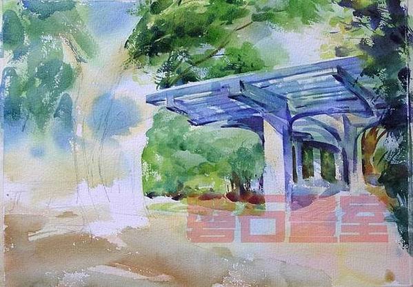 夏日庭院 水彩教學示範