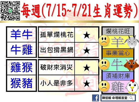 【吉時看生肖】每週生肖運勢2024年7月15日~2024年7