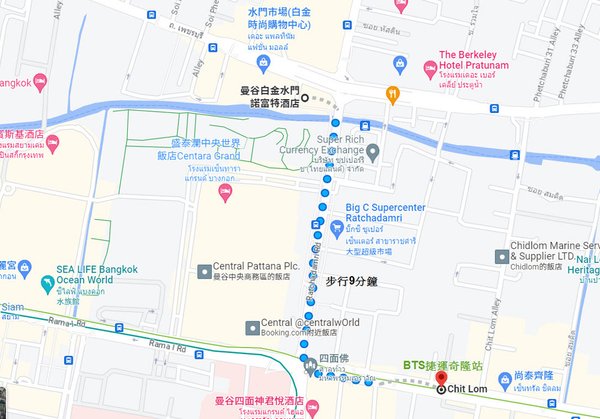 Chit lom to Novotel Bangkok Platinum Pratunam MAP.jpg