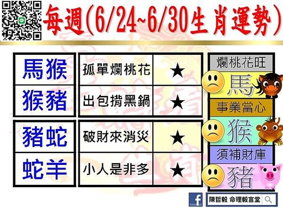 【吉時看生肖】每週生肖運勢2024年6月24日~2024年6