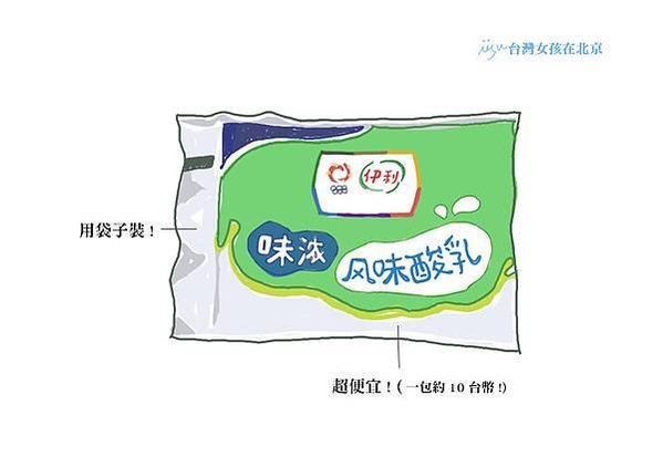 【台灣女孩在北京】北京酸奶(優酪乳)有多狂-伊利袋裝