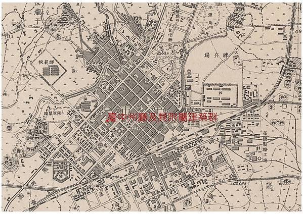 臺中州廳及其附屬建築群1921年日治地形圖