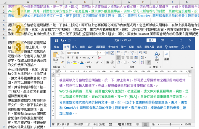 Excel-在工作表中貼上其他文件複製而來的資料