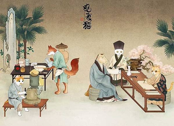 茶文化/宋劉松年攆茶圖/《鬥茶圖》元代趙孟元代鬥茶。鬥茶興起