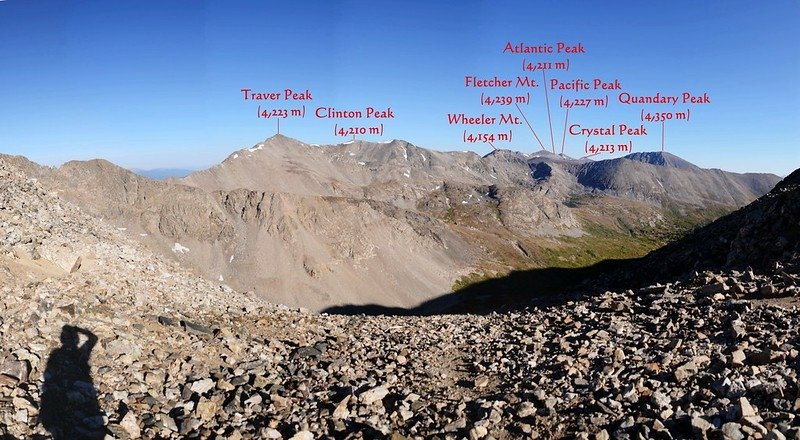 Looking north at mountains from Mount Democrat-Cameron saddle 1-1