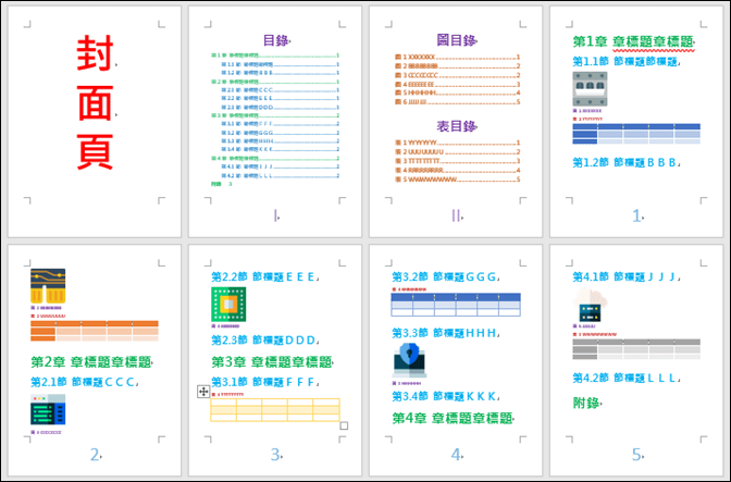 Word-在文件中產生圖表的編號和圖表的目錄