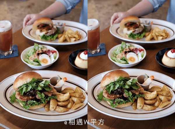 【台中美食】青春漢堡 Aoharu Burger 日式早午餐洋食新開幕 日系復古木頭老宅風格 田楽漢堡新品牌 麵包林里二樓 南屯區美食 香菜漢堡 (16)