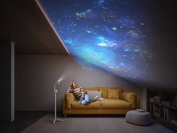 【MoGo 3 Pro】開啟XGIMI專屬的動態牆，搭配星空濾鏡配件可徜徉在不同聲光效果中。