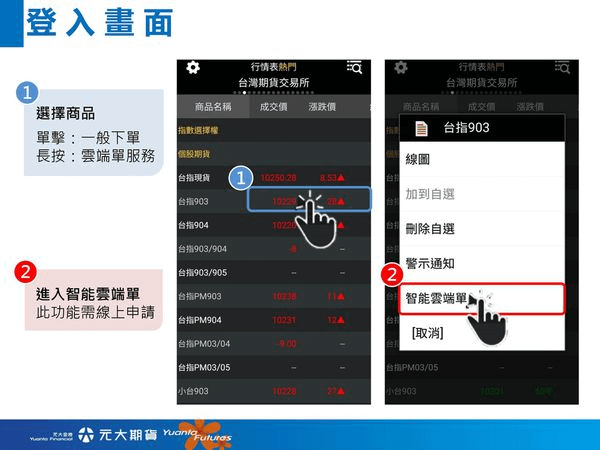 【軟體】元大期貨精靈-智能雲端條件單如何申請? 【手機停損單