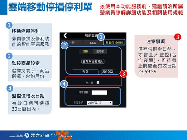 【軟體】元大期貨精靈-智能雲端條件單如何申請? 【手機停損單