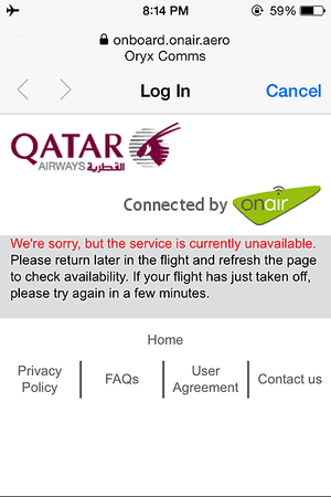 2014@Qatar airways / 788 QR96-1/19 機上Wi-Fi