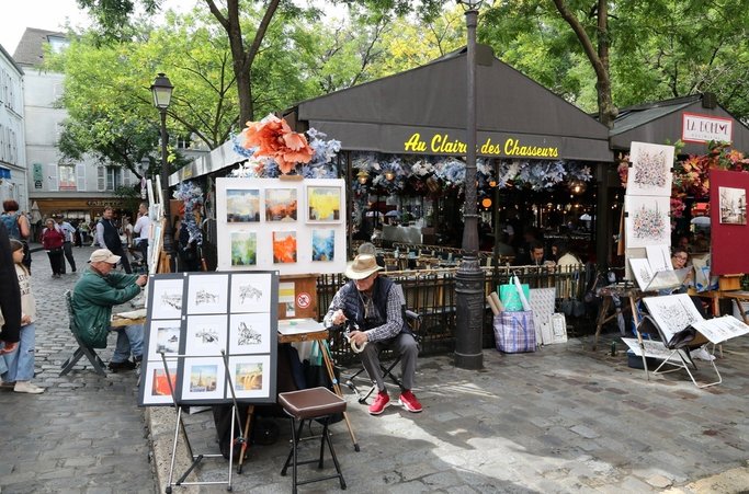法國 巴黎 蒙馬特Montmartre 聖心堂 小丘廣場 畫