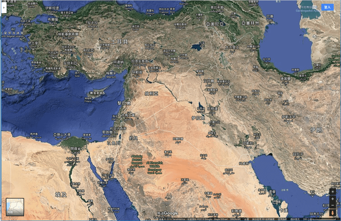 衛星地圖(大) 沙漠-埃及 沙烏地阿拉伯 以色列 約旦 敘利亞 伊拉克  高原-土耳其 伊朗.png