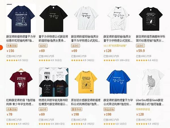 研討量子力學詮釋問題時，薛丁格貓也時常會被提出-薛丁格貓T恤