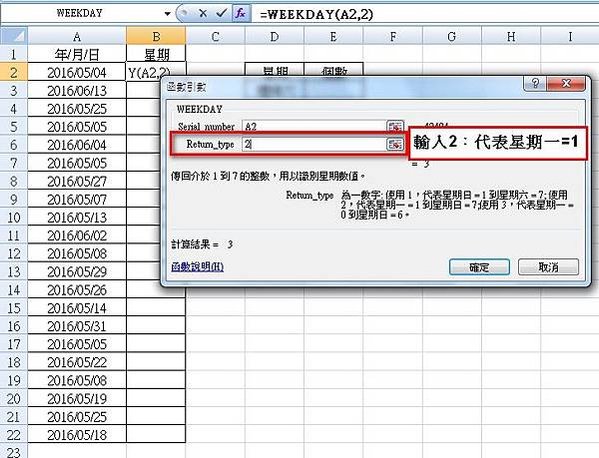 【Excel2007版-函數】判斷日期為星期幾並計算個數-W