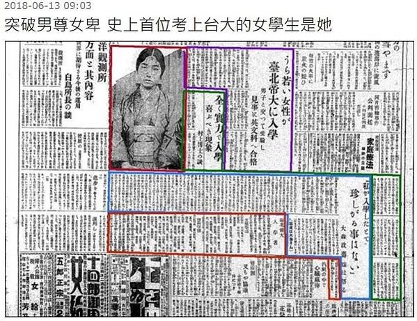 「大森政壽」是歷史上第一位考上台北帝大的女學生1931 年。