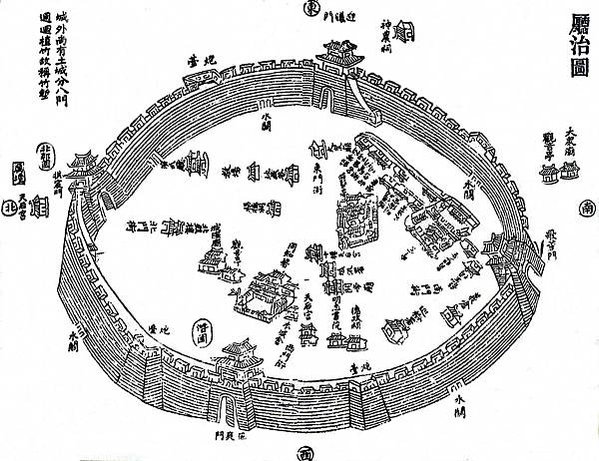 竹塹城-淡水廳，1777年先有武廟(姜太公+關岳帝廟)再有文