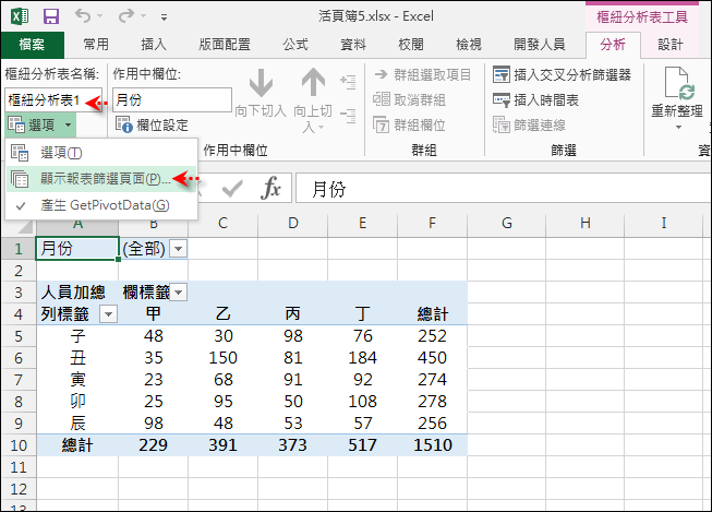 Excel-列印樞紐分析表時依某個欄位項目分頁列印