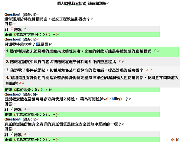 個人隱私資安防護-課後總測驗-1