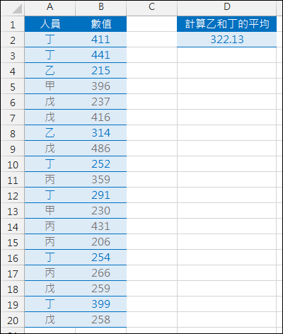 Excel-計算多條件的篩選的數值平均(陣列公式,SUMPRODUCT,MATCH)