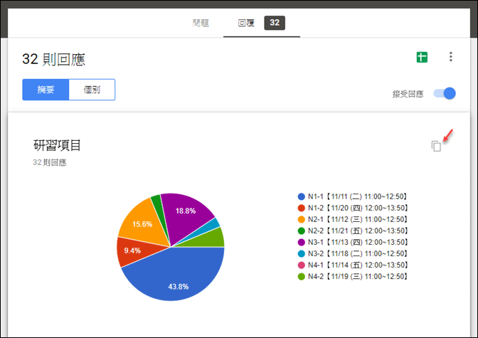 將Google表單產生的統計圖表放到Word文件中使用