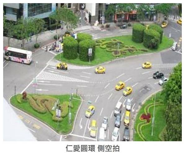 仁愛圓環最大 天母圓環最潮-台北市仁愛路圓環俯瞰一景。仁愛路