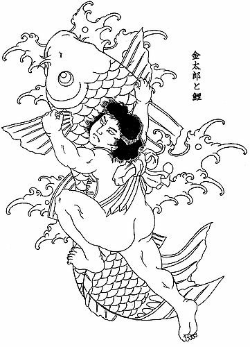 金太郎抱鯉魚像在日本文化中有著吉祥寓意，如同七福神中手持釣竿