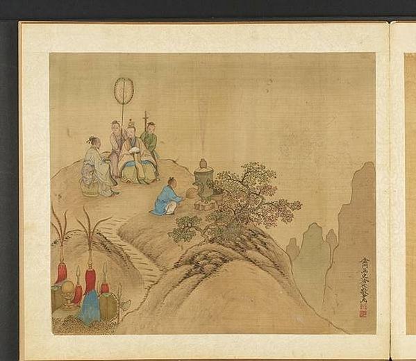 道教/神仙冊 冷枚/明·張路神仙圖冊/書堂深居圖/冷枚《萬壽
