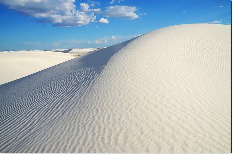 View of white sand dune with ripples in White Sands National Monument 3