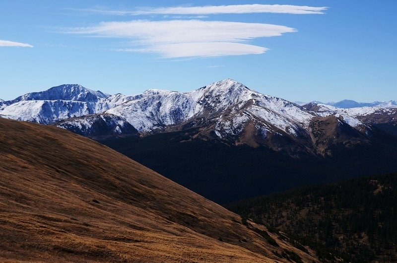 View south onto Mount Snicktau from the saddle between Woods Mountain &amp; Mount Parnassus